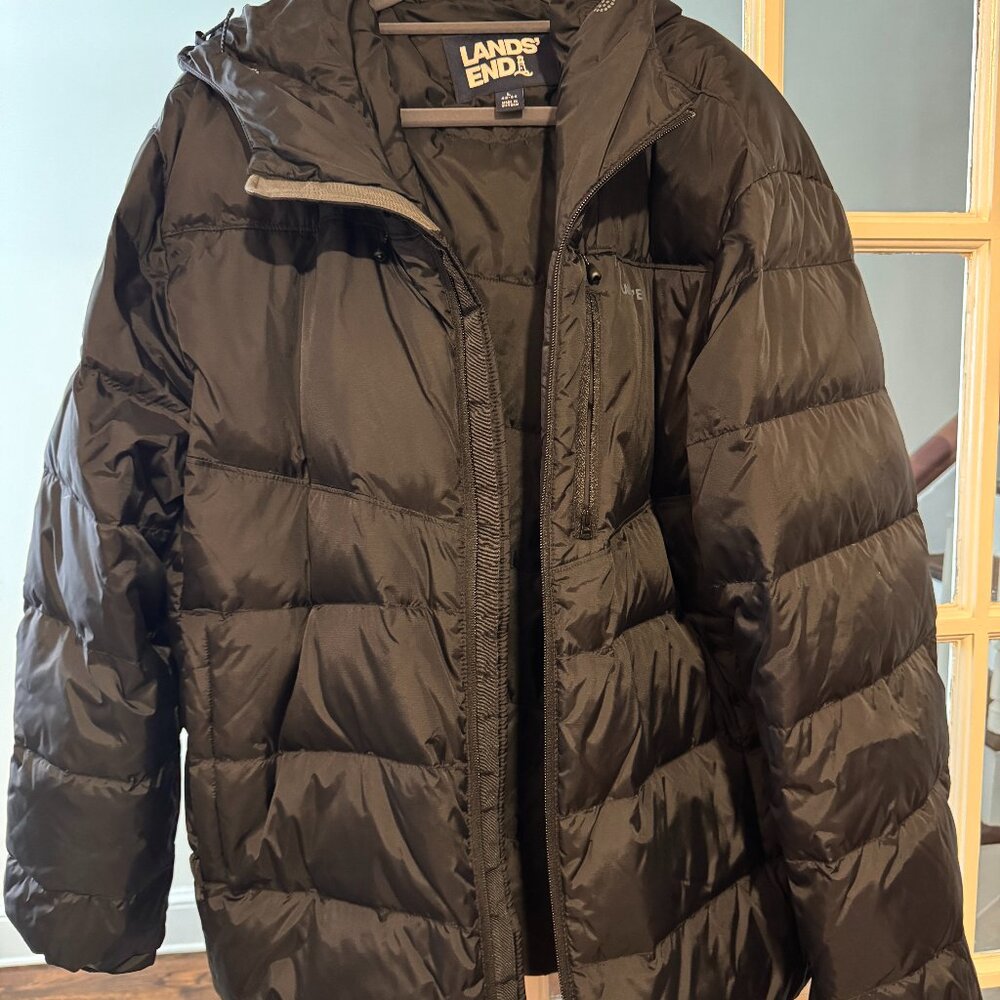 Land's End, Men's Max 600 Down Puffer Jacket, Size L - Excellent Condition